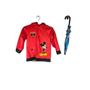 Western Chief‎ Boys Mischievous Mickey Rain Coat and Mickey Mouse Umbrella Sz 5